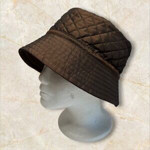 Weatherproof Brown Quilted Bucket Hat L/XL Nylon Blend Rain‎ Hat